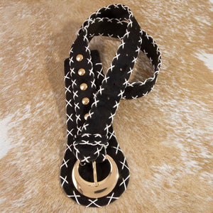 Cross Stitch Trim Vegan Leather Belt