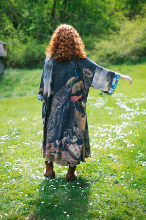 Wild Beauty Opera Duster Kimono Robe with Peacock
