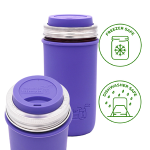 Silicone Drinking Lid with Stainless Steel Band for Mason Jars