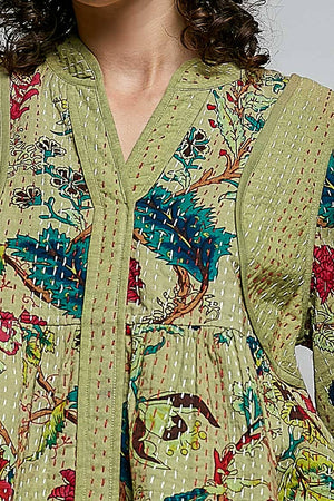 Quilted Floral Kimono-Style Top