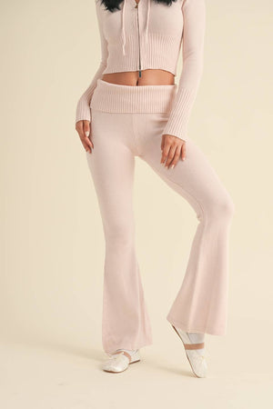 Foldover Flare Knit Sweater Pants
