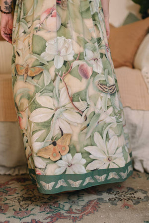 Fleur De Soleil Bohéme Long Maxi Slip Dress w/ Florals