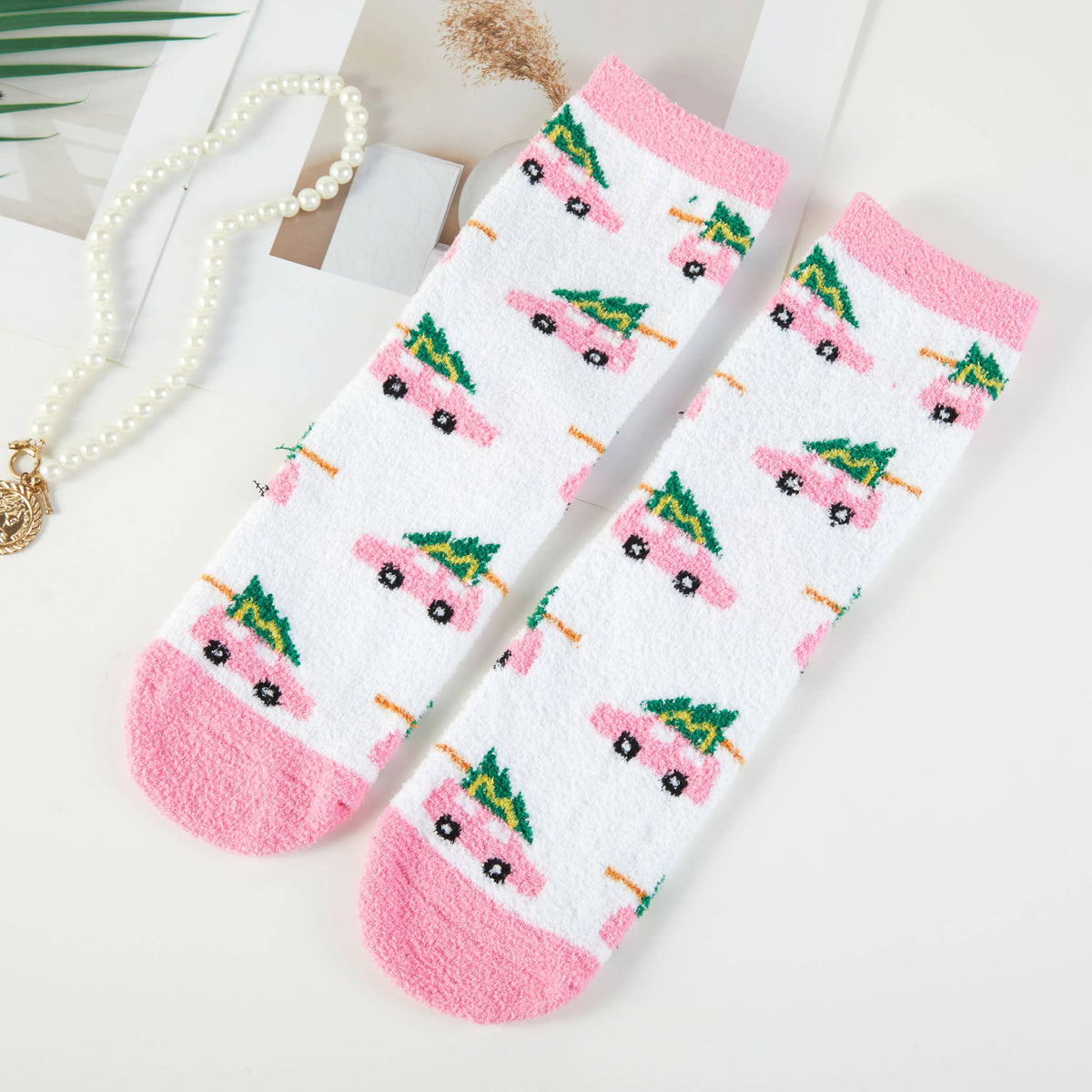 Christmas Plush Fuzzy Socks with Gift Box (3 Pairs)