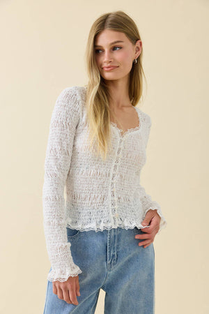 Romantic Smocked Knit Butto