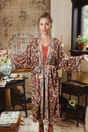 Art of Life Opera Duster Kimono Robe - Flower Palette Print