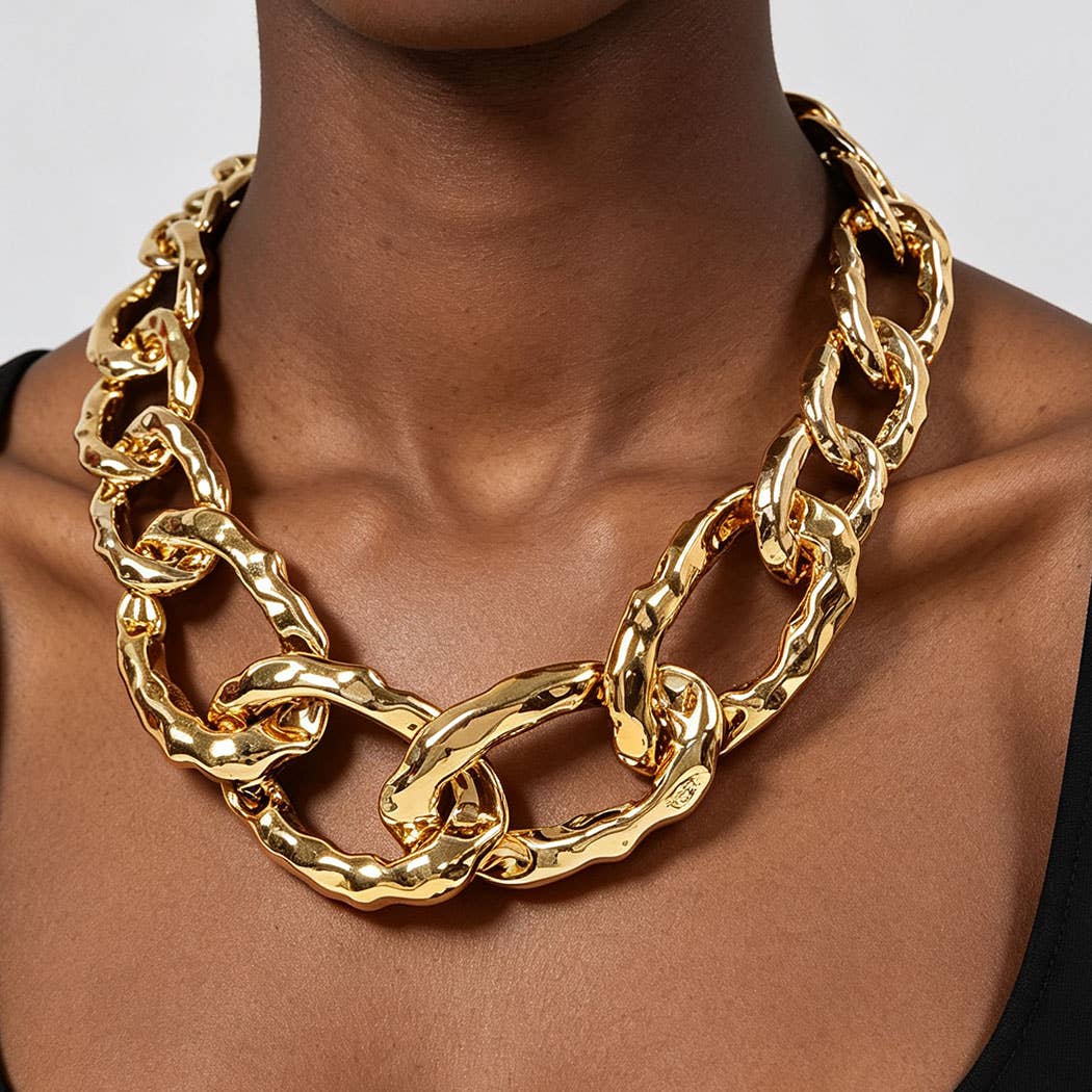 Hammered Link Chain Necklace