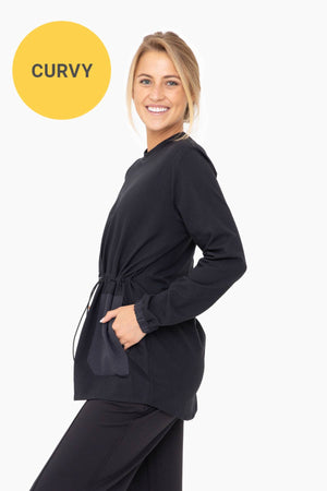 GREEN - CURVY Boxy Brushed Bungee Tunic Top