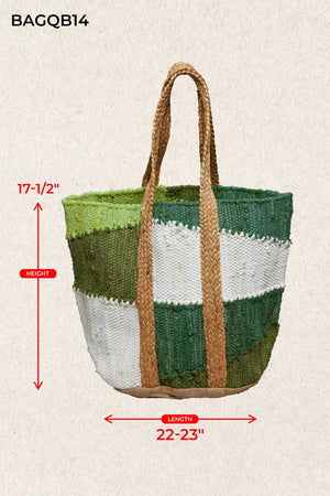 Handwoven Textured Bohemian Style Casual Green Tote Bag