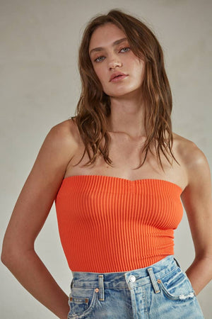 Sweetheart Neckline Seamless Ribbed Tube Top