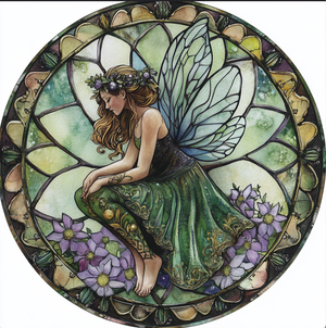 Summer Garden Fairy Tambourine and Ribbon Wall Accent - 4 inch