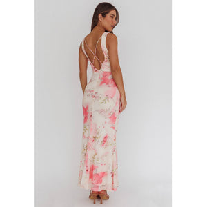 Cowl Neck Floral Maxi Dress