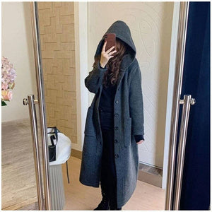 Knee-Length Hooded Cardigan