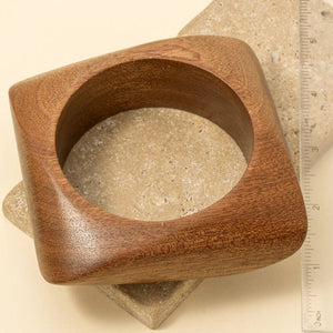 Large Wood Square Shape Bangle Bracelet