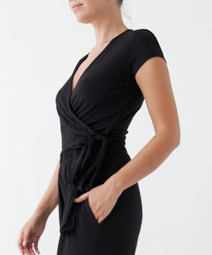 Bamboo Wrap Cap-Sleeve Crop Top