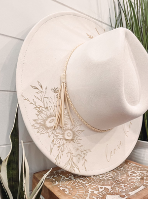 Engraved Sunflower Hat - Light Gray