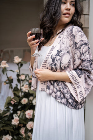 Peace Wine and Sunshine Cropped Bamboo Kimono