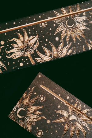 Moonflowers Wooden Cardholder (Three Cards)