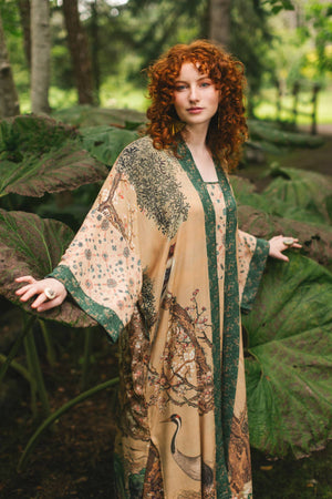 Fable Opera Duster Kimono Robe - Deer, Moon and Blossom