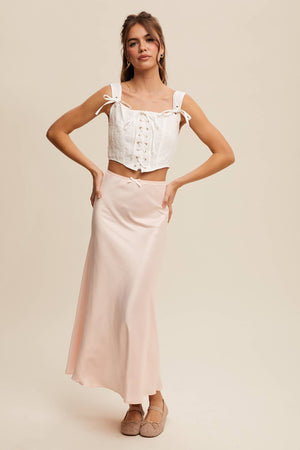 Satin Midi Slip Skirt