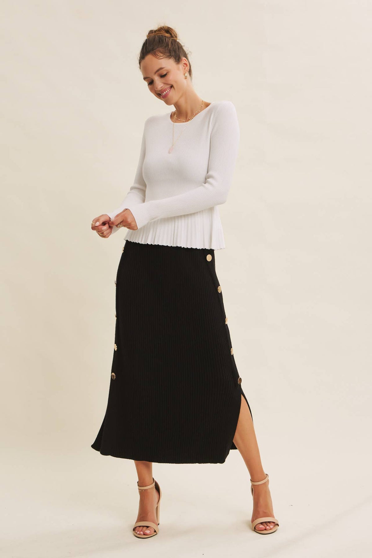 Ribbed Peplum Sweater Top