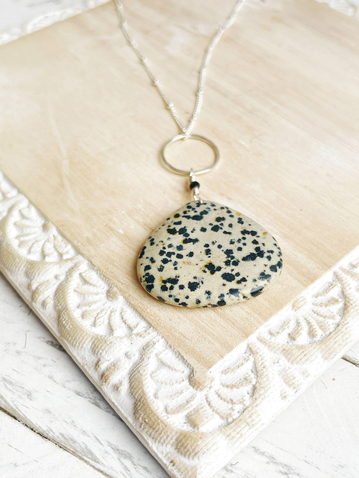 Dalmatian Jasper Teardrop Necklace