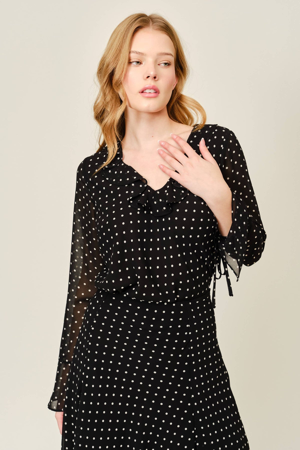 Polka Dot Ruffle Blouse