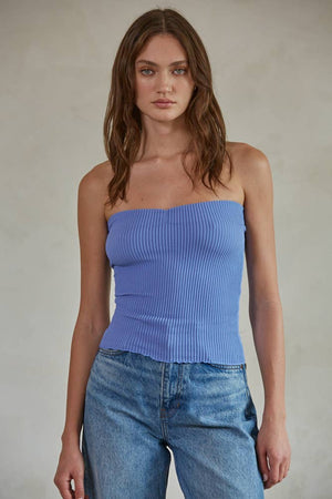 Sweetheart Neckline Seamless Ribbed Tube Top