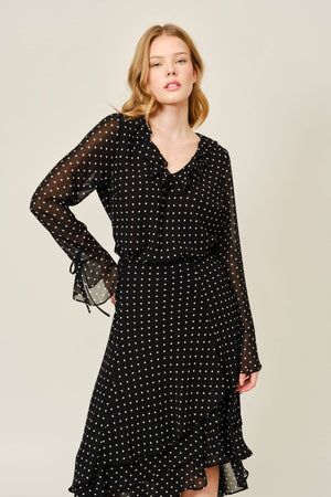 POLKA DOT RUFFLE BLOUSE