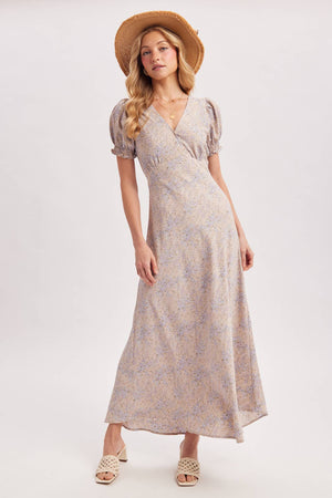 Floral Print Surplice Maxi Dress