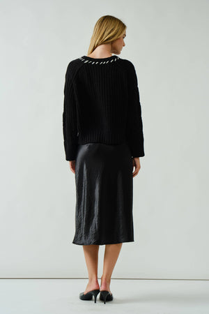 A-Line Satin Midi Skirt