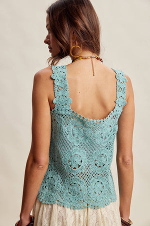 Crochet Lace Square Neck Tank Top