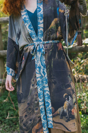 Wild Beauty Opera Duster Kimono Robe with Peacock