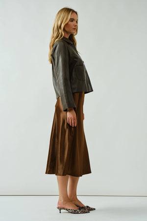 A-Line Satin Midi Skirt