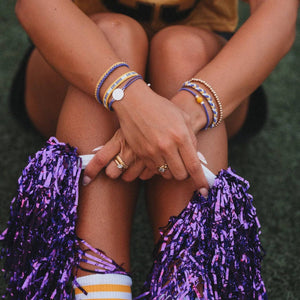 Game Day Hair Tie Bracelet Set – Purple & Yellow