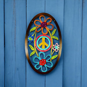 Peace Sign Wall Sign Flower garden hippie gifts unique eco
