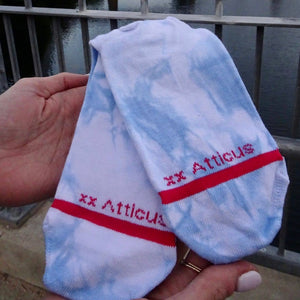 “Stay Wild” Crew Socks – Blue Tie Dye by Atticus Poetry