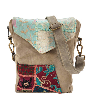 Recycled Military Tent Crossbody with Vintage Fabric