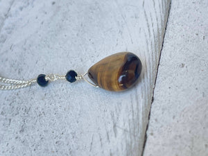 Tiger's Eye & Black Glass Necklace