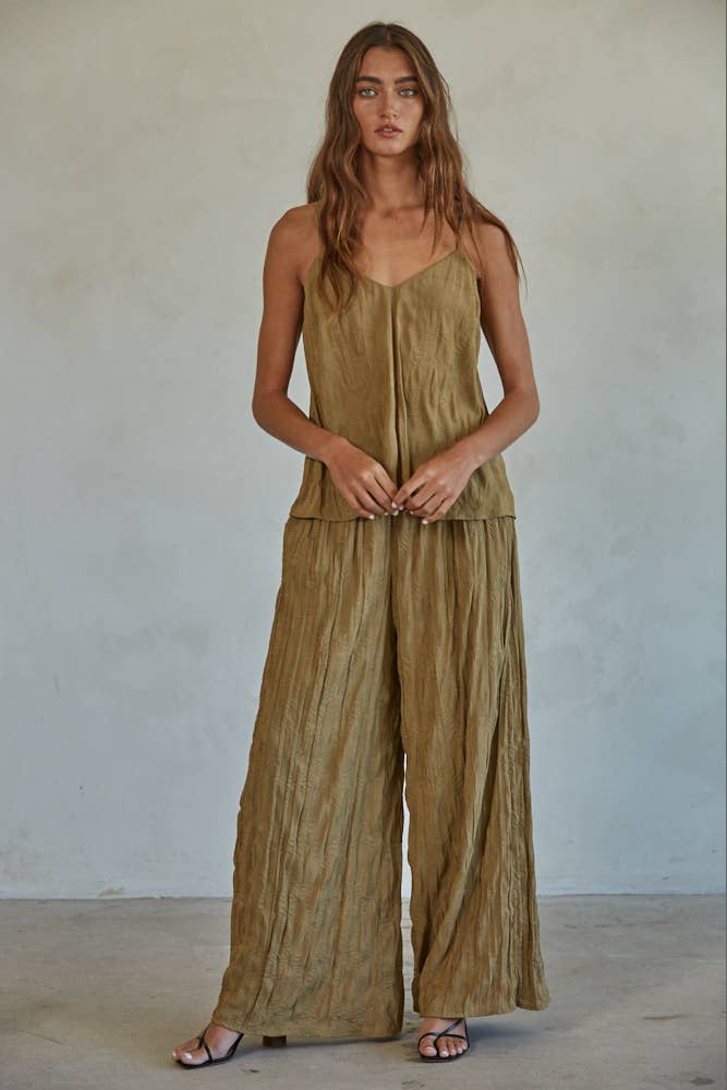 Woven Polyester V-Neck Spaghetti Strap Top