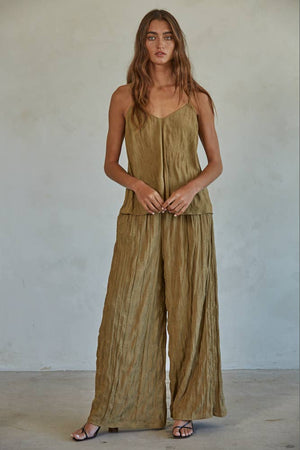 Woven Polyester V-Neck Spaghetti Strap Top
