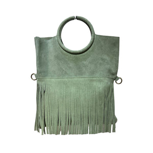 Boho Suede Fringe Wristlet