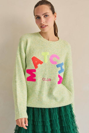 Matcha Club Patch Knit Sweater