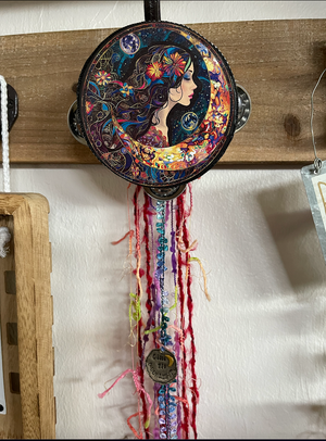 Chase the Moon Goddess Tambourine Wall Hanging