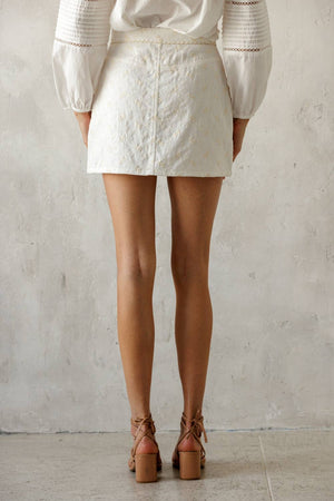 FLORAL EMBROIDERED MINI SKIRT