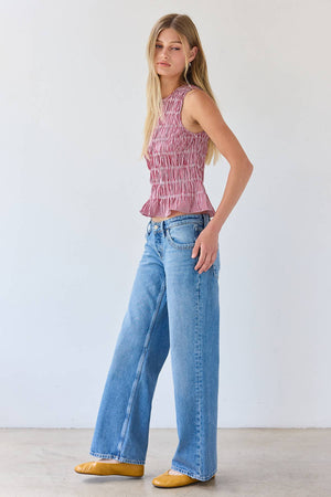 Smocked Gingham Sleeveless Top