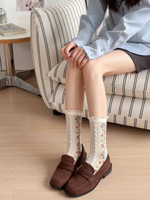 Rufia - Garden Trail Embroidered Crew Socks