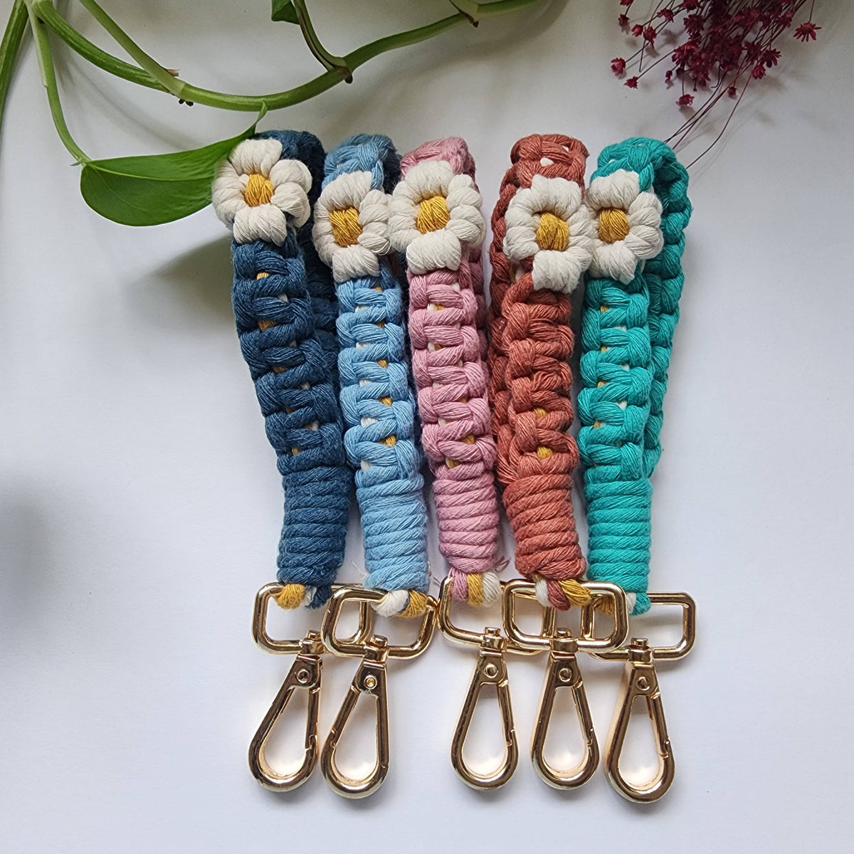 Handwoven Mini Floral Finger Keychain