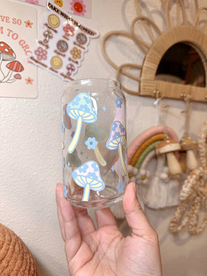 Retro Floral Mushroom Glass Cup