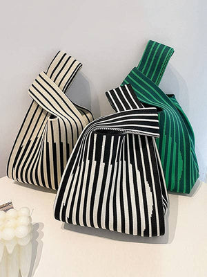 Striped Woven Handbag
