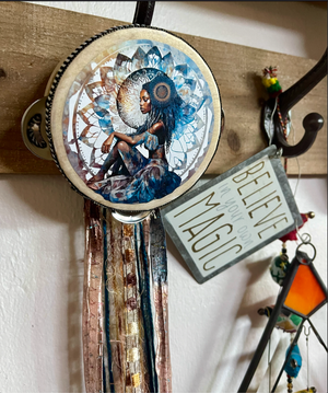 Goddess Tambourine and Ribbon Wall Accent